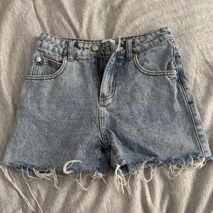 Princess Polly Light Blue Distressed Jean Shorts